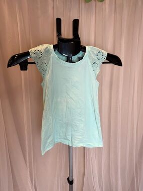 Jumping Beans Mint Eyelet Sleeve Top Girls Size 6